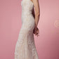 Nox Anabel E1006 Fitted Sheath Formal Lace Dress with Illusion Neckline