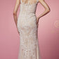 Nox Anabel E1006 Fitted Sheath Formal Lace Dress with Illusion Neckline