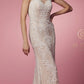 Nox Anabel E1006 Fitted Sheath Formal Lace Dress with Illusion Neckline