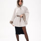 Genuine Mink Fur Double Face Wool Hooded Poncho