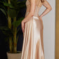 Nox Anabel E1237 Floor Length Satin Cowl Neck Strapless Gown Side Sash