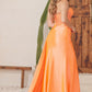 Nox Anabel E1237 Floor Length Satin Cowl Neck Strapless Gown Side Sash