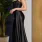 Nox Anabel E1242 Floor Length Fitted Satin Corset Bodice with Slit Gown