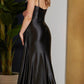 Nox Anabel E1242 Floor Length Fitted Satin Corset Bodice with Slit Gown