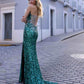 Nox Anabel E1280 Long One Shoulder Illusion Back Sequin Gown