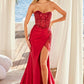Nox Anabel E1284 Long Strapless Satin Sequin Boned Bodice Formal Gown
