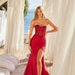 Nox Anabel E1284 Long Strapless Satin Sequin Boned Bodice Formal Gown
