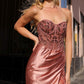 Nox Anabel E1284 Long Strapless Satin Sequin Boned Bodice Formal Gown