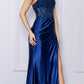 Nox Anabel E1284 Long Strapless Satin Sequin Boned Bodice Formal Gown