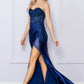 Nox Anabel E1284 Long Strapless Satin Sequin Boned Bodice Formal Gown