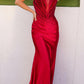 Nox Anabel E1290 Long Strapless Illusion V-Neckline Satin Gown