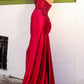 Nox Anabel E1290 Long Strapless Illusion V-Neckline Satin Gown