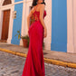 Nox Anabel E1292 Long Satin Fitted Corset Beaded Bodice Formal Gown