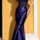 Nox Anabel E1292 Long Satin Fitted Corset Beaded Bodice Formal Gown