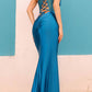 Nox Anabel E1292 Long Satin Fitted Corset Beaded Bodice Formal Gown