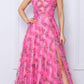 Nox Anabel E1445 Long A-Line V-Neck Floral Print Evening Gown