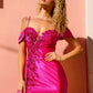 Nox Anabel E1451 Long Off the Shoulder Fitted Column Satin Dress