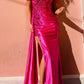 Nox Anabel E1451 Long Off the Shoulder Fitted Column Satin Dress