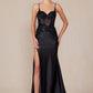 Nox Anabel E1488 Luxurious Shiny Satin Material A Sweetheart Neckline & Slit