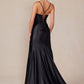 Nox Anabel E1488 Luxurious Shiny Satin Material A Sweetheart Neckline & Slit