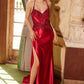 Nox Anabel E1488 Luxurious Shiny Satin Material A Sweetheart Neckline & Slit
