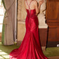 Nox Anabel E1488 Luxurious Shiny Satin Material A Sweetheart Neckline & Slit