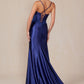 Nox Anabel E1488 Luxurious Shiny Satin Material A Sweetheart Neckline & Slit
