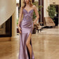 Nox Anabel E1527 Satin Sheer Boned Applique with High Slit Dress