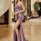Nox Anabel E1527 Satin Sheer Boned Applique with High Slit Dress