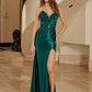 Nox Anabel E1527 Satin Sheer Boned Applique with High Slit Dress