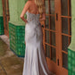 Nox Anabel E1527 Satin Sheer Boned Applique with High Slit Dress