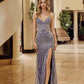 Nox Anabel E1530 Fitted Floor-Length Dress With A Fully Beaded Applique V-Neckline