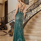 Nox Anabel E1530 Fitted Floor-Length Dress With A Fully Beaded Applique V-Neckline