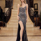 Nox Anabel E1531 Long Dress Fully Beaded Applique V-Neckline