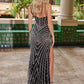 Nox Anabel E1531 Long Dress Fully Beaded Applique V-Neckline