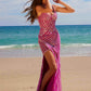 Nox Anabel E1531 Long Dress Fully Beaded Applique V-Neckline