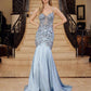 Nox Anabel E1532 Satin Sequin Applique Boned Waist Mermaid Dress