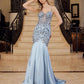 Nox Anabel E1532 Satin Sequin Applique Boned Waist Mermaid Dress