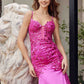 Nox Anabel E1532 Satin Sequin Applique Boned Waist Mermaid Dress