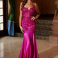 Nox Anabel E1532 Satin Sequin Applique Boned Waist Mermaid Dress