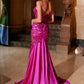 Nox Anabel E1532 Satin Sequin Applique Boned Waist Mermaid Dress