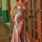 Nox Anabel E1534 Satin Sweetheart Boned Applique Dress with Slit