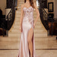 Nox Anabel E1534 Satin Sweetheart Boned Applique Dress with Slit