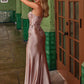 Nox Anabel E1534 Satin Sweetheart Boned Applique Dress with Slit