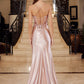 Nox Anabel E1534 Satin Sweetheart Boned Applique Dress with Slit