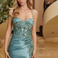 Nox Anabel E1534 Satin Sweetheart Boned Applique Dress with Slit