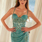 Nox Anabel E1534 Satin Sweetheart Boned Applique Dress with Slit