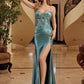 Nox Anabel E1534 Satin Sweetheart Boned Applique Dress with Slit
