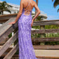 Nox Anabel E1710 Long Dress Fully Beaded Flower Design Sequin Applique A Slit