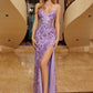 Nox Anabel E1710 Long Dress Fully Beaded Flower Design Sequin Applique A Slit